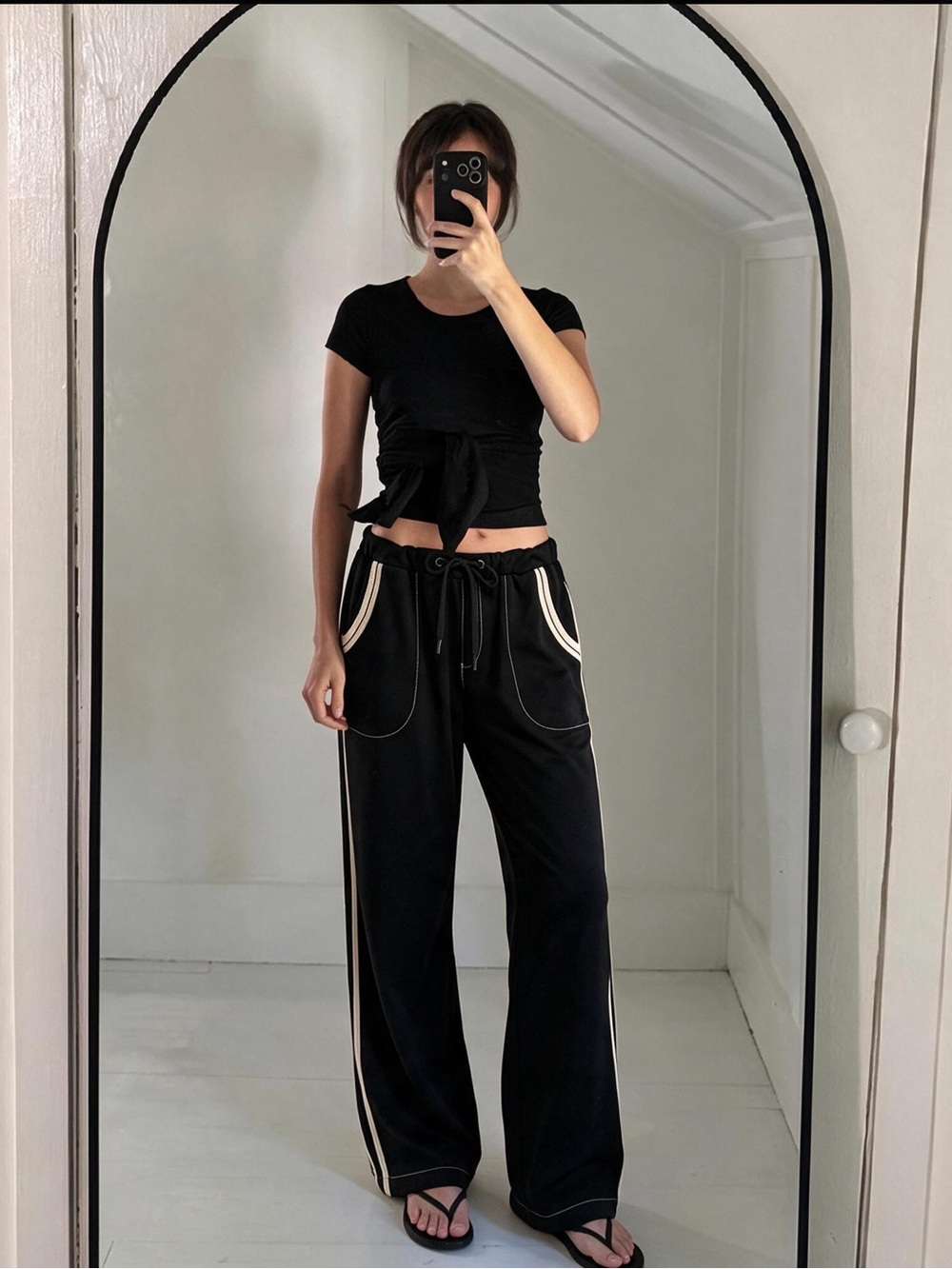 Persona by Marina Rinaldi Black Wide-Leg Palazzo Pants - Contrast Trim Trim